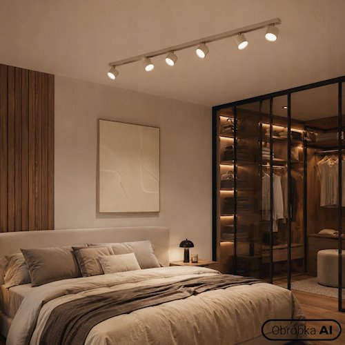 Listwa sufitowa 120cm z okrągłymi reflektorami 6xGX53 beżowa