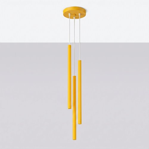 Lampa wisząca potrójna tuba Pastelo 3P 3xG9 żółta