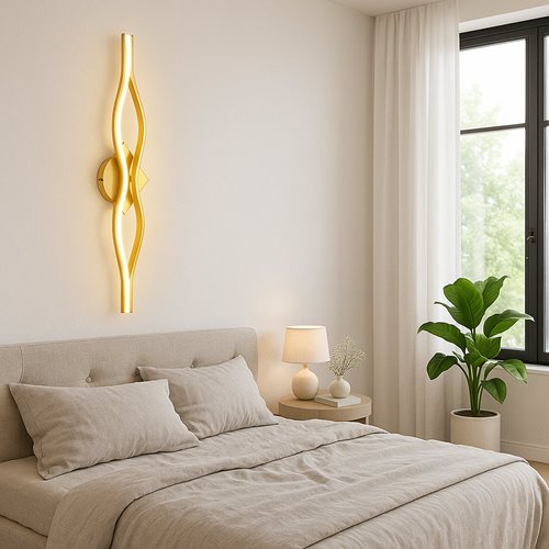 Nowoczesny kinkiet ścienny Złote Fale 22W 78cm 4000K