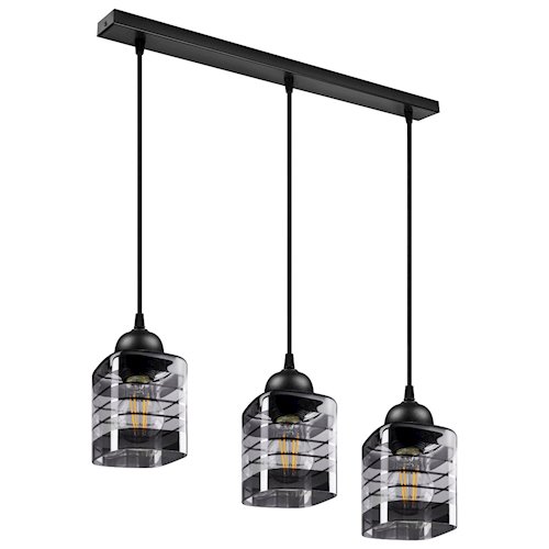 Lampa wisząca 3xE27 Trivo czarna ze szklanymi kloszami