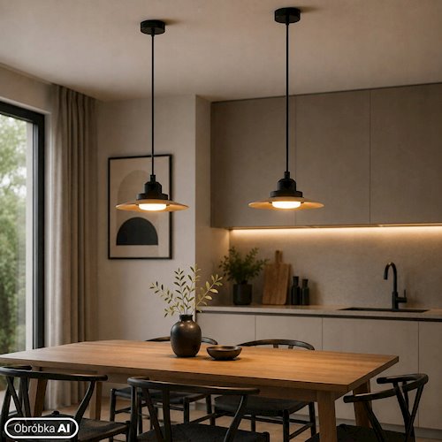 Lampa wisząca CIRVO GX53 okrągła czarna-drewno