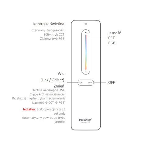 Pilot Mi-Light C4 RGB-CCT biały z uchwytem