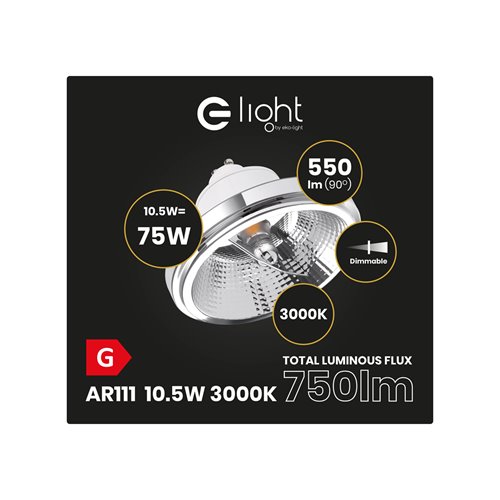 Żarówka LED AR111 GU10 10,5W 3000K Biała Ściemnialna