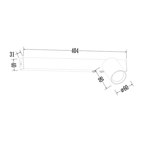 Kinkiet liniowy LED UP 5W z reflektorem GU10 Front prawy czarny