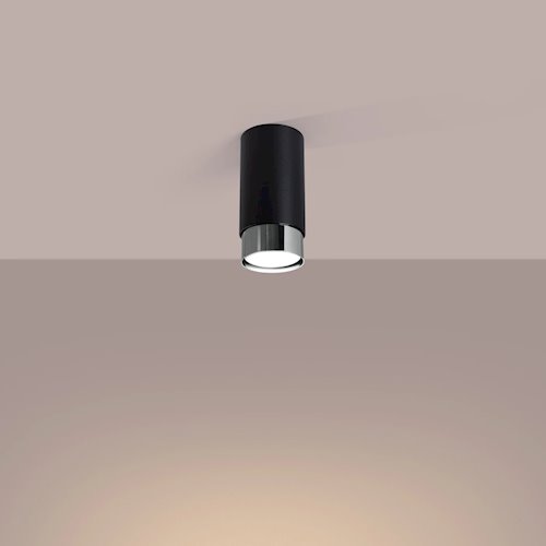 Tuba sufitowa nowoczesna Nero 12,5cm 1xGU10 czarny/chrom