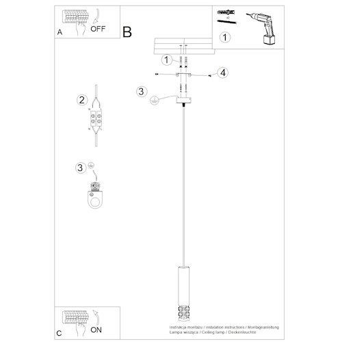 Lampa wisząca tuba Liro 1xGU10 biała