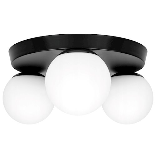 Lampa sufitowa okrągła mleczne kule Bali 3xE27 czarna