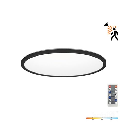 Plafon LED IP54 czarny okrągły Slim 12W CCT z czujnikiem