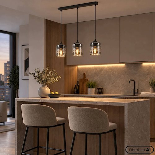 Lampa wisząca 3xE27 Trivo czarna ze szklanymi kloszami