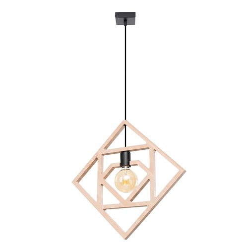 Lampa wisząca dekoracyjna Caro 1xE27 naturalne drewno/czarna