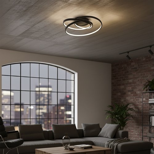 Lampa sufitowa LED okręgi Turner 32W czarna 4000K