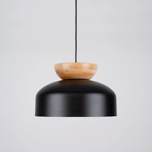 Lampa wisząca drewniana Marion 1xE27 czarna/naturalne drewno