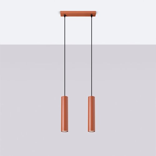 Lampa wisząca podwójna Lagos 2xGU10 listwa ochra czerwona