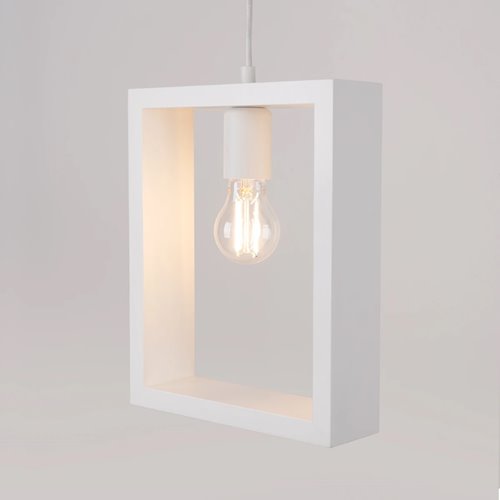 Lampa wisząca drewniana Aries 1xE27 biała