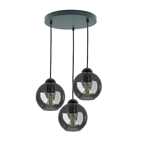 Lampa wisząca Orbita 3xE27 dymione klosze - czarna