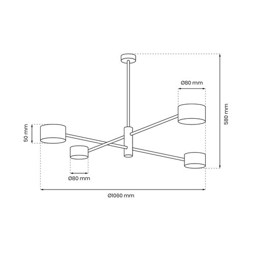 Lampa sufitowa 4-punktowa Cross 4xGX53 Czarna