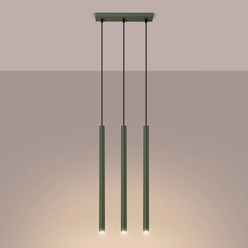 Lampa wisząca potrójna Pastelo 3xG9 listwa zielona oliwka