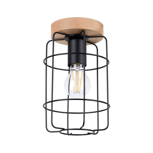 Lampa sufitowa Loft GOTTO 1xE27 drewno i czarny drut