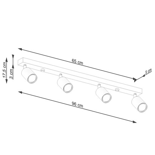 Listwa sufitowa drewniana VERDO - 4 reflektory GU10 czarne