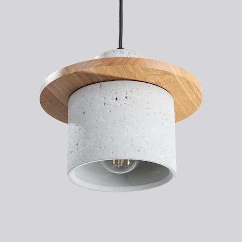 Lampa wisząca betonowa Mab 1xE27 szara/naturalne drewno