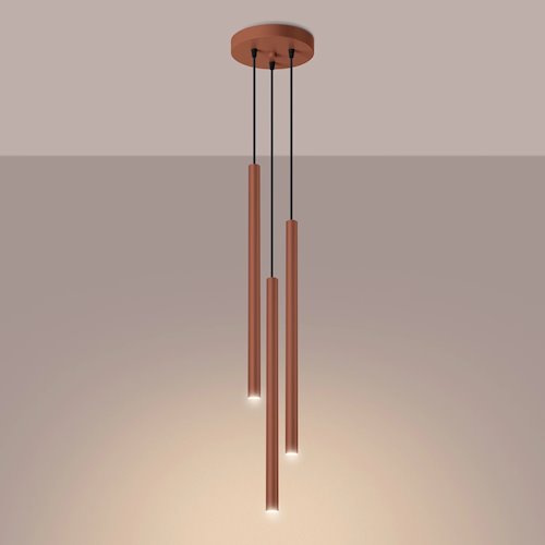 Lampa wisząca potrójna Pastelo 3xG9 okrągła ochra czerwona