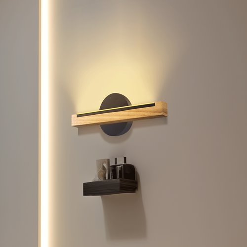 Designerski kinkiet ścienny LED 6,5W z drewna i metalu 2700K