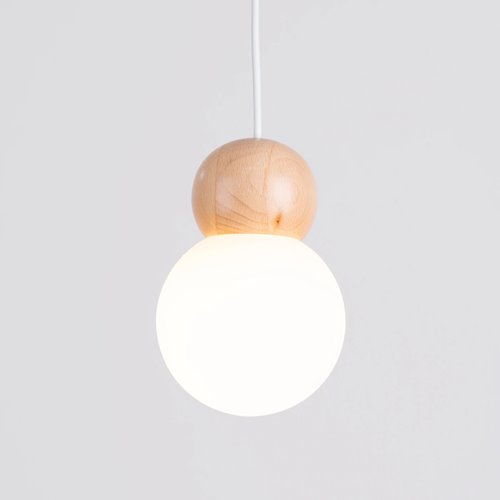 Lampa wisząca drewniana kula Pekka 1xG9 biała/naturalne drewno