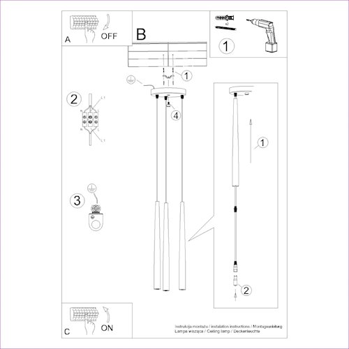 Lampa wisząca potrójna Bliss 3xG9 okrągła czarna