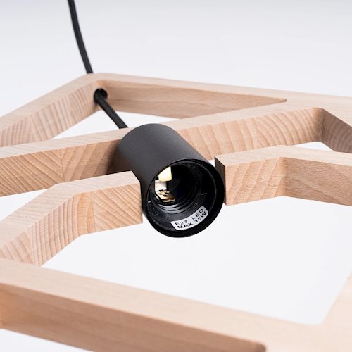 Lampa wisząca dekoracyjna Caro 1xE27 naturalne drewno/czarna