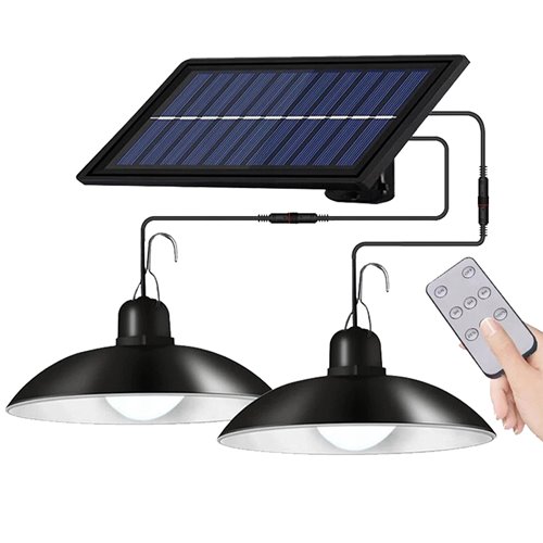 Lampa wisząca solarna podwójna z czujnikiem i pilotem