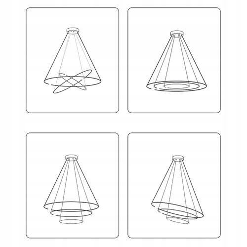 Lampa wiszące okręgi LED Rings 20-40-60 cm 77W czarna