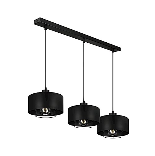 Potrójna lampa wisząca E27 Velto Loft listwa 60cm czarna