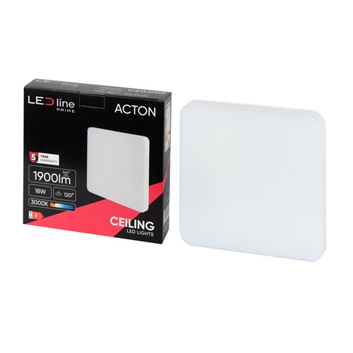 Plafon LED IP54 kwadrat Acton 18W 1900lm 3000K