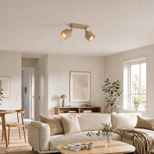 Lampa sufitowa Loft 2xE27 Elena kwadratowa beżowa
