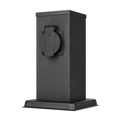 Słupek ogrodowy elektryczny z gniazdem 230V 20cm czarny