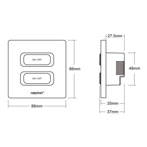Ściemniacz LED Mi-Light ESR2T do puszki 230V - 2 strefy
