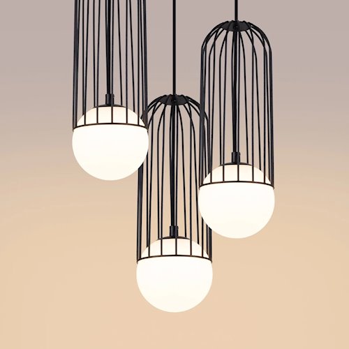 Lampa wisząca potrójna Brina okrągła 3xG9 czarna