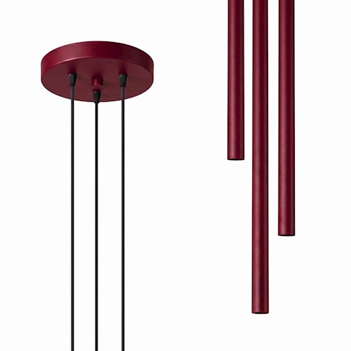 Lampa wisząca potrójna tuba  Pastelo 3P 3xG9 okrągła burgundowa