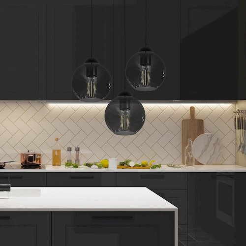 Lampa wisząca Orbita 3xE27 dymione klosze - czarna