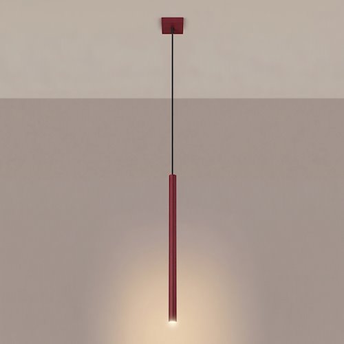 Lampa wisząca pojedyncza tuba Pastelo 1xG9 burgundowa