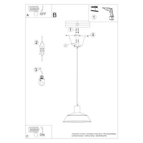 Lampa wisząca z okrągłym kloszem Fano 1xE27 czarna