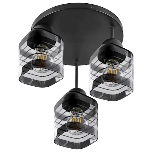 Lampa sufitowa 3xE27 Trivo czarna ze szklanymi kloszami