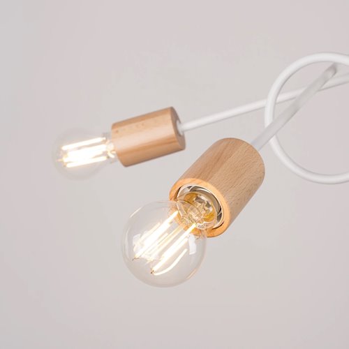 Żyrandol drewniany Ember 5xE27 biały/naturalne drewno