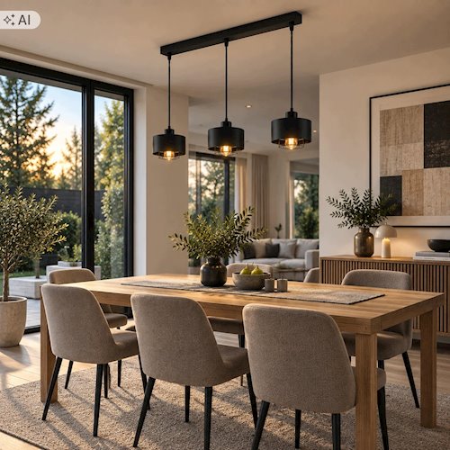 Potrójna lampa wisząca E27 Velto Loft listwa 60cm czarna