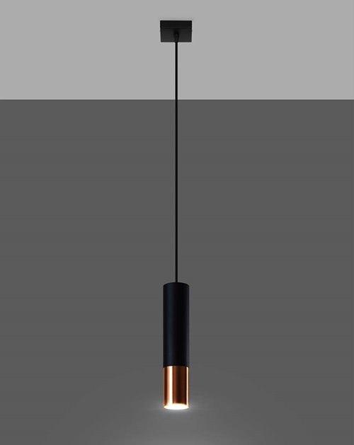 Lampa wisząca tuba LOOPEZ 1xGU10 czarny/miedź