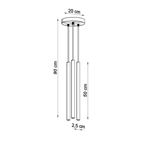 Lampa wisząca cienkie tuby PASTELO 3xG9 złota