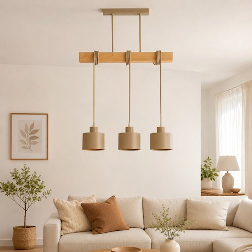 Lampa wisząca belka 3xE27 Elena beżowa