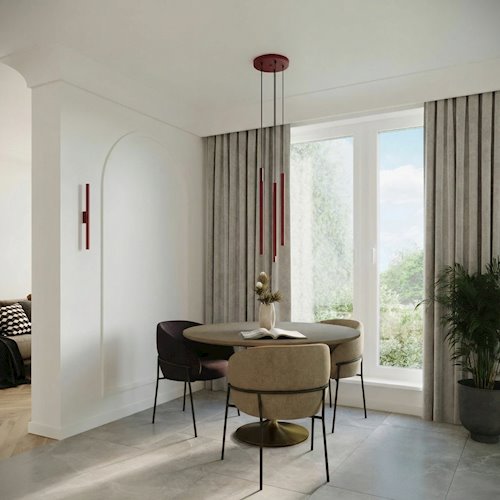Lampa wisząca potrójna tuba  Pastelo 3P 3xG9 okrągła burgundowa