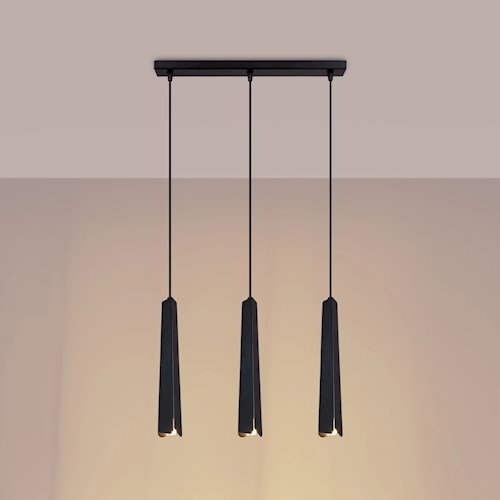 Lampa wisząca potrójna Prysm listwa 3xG9 czarna