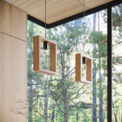 Lampa wisząca drewniana Aries 1xE27 naturalne drewno
